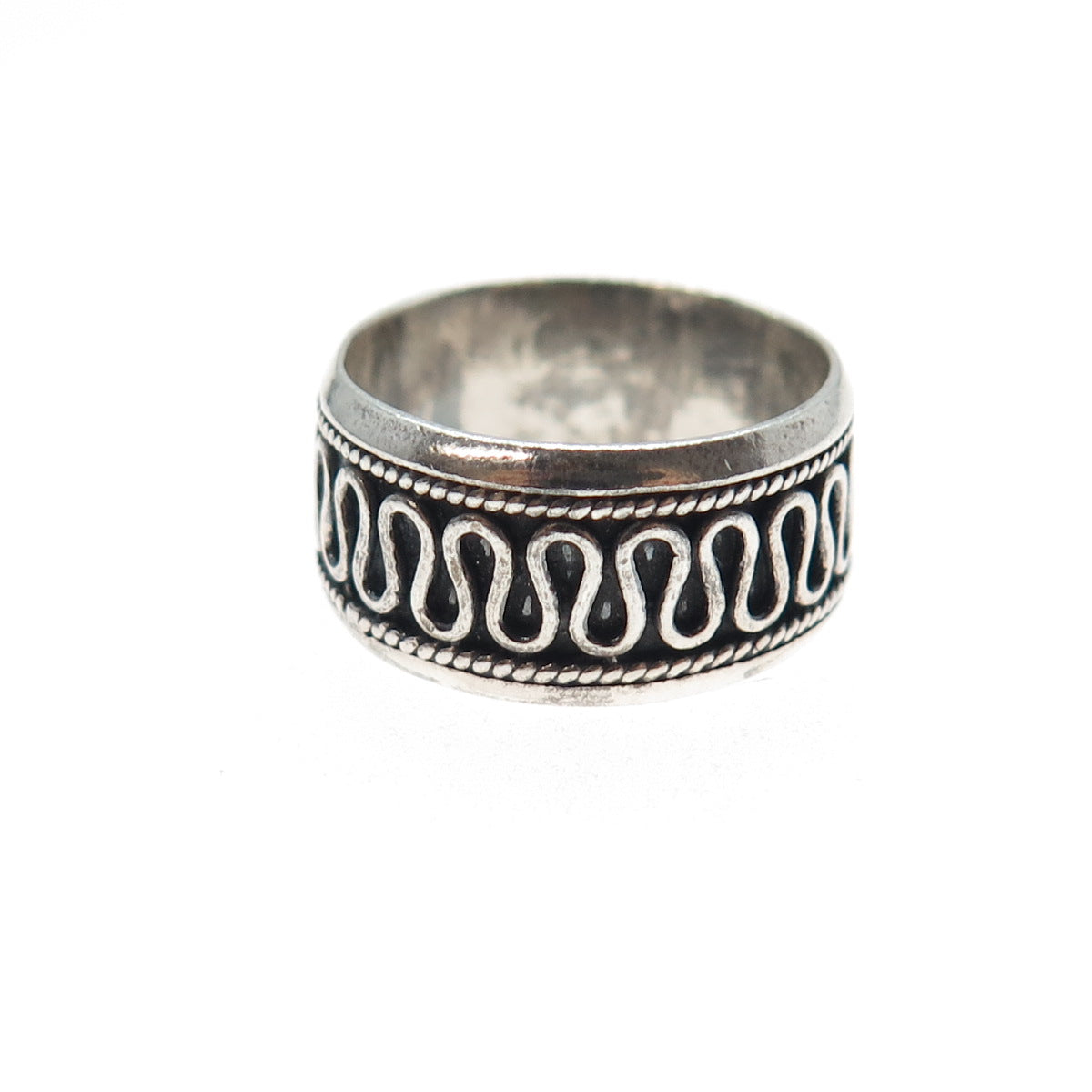 BOMA 925 Sterling Silver Vintage Zig Zag Oxidized Band Ring Size 6.25