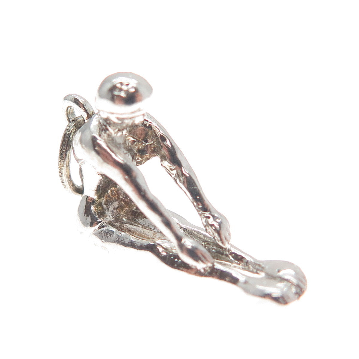 SPENCER 925 Sterling Silver Antique Art Deco Diver Minimalist 3D Charm Pendant