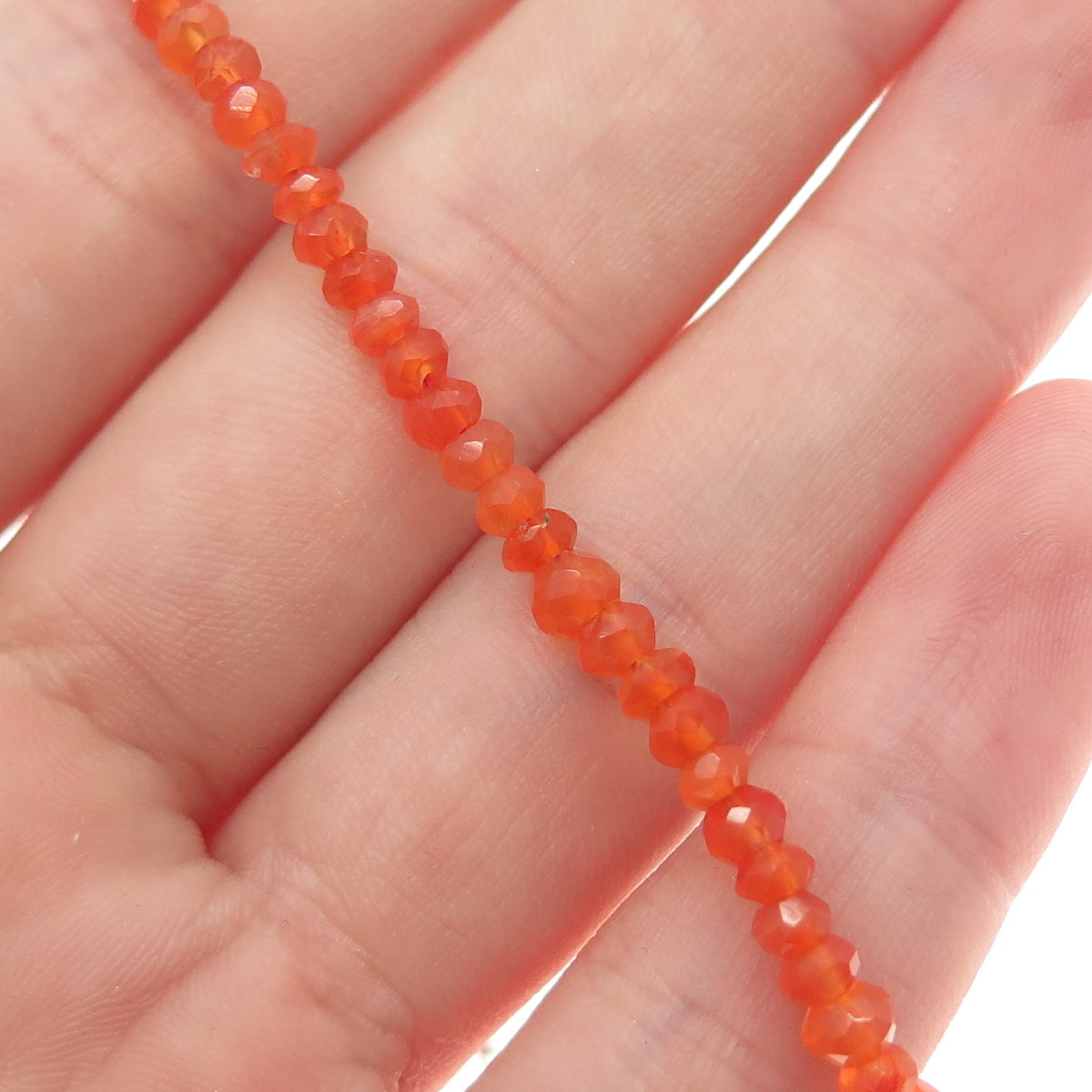 925 Sterling Silver Real Carnelian Beads Adjustable Bracelet 6-8"