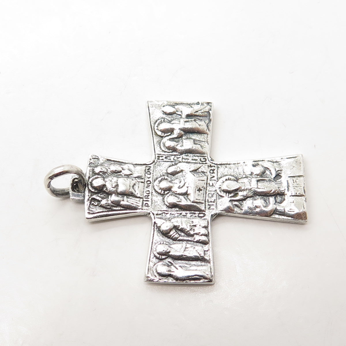 925 Sterling Silver Vintage Religious Theme Cross Pendant