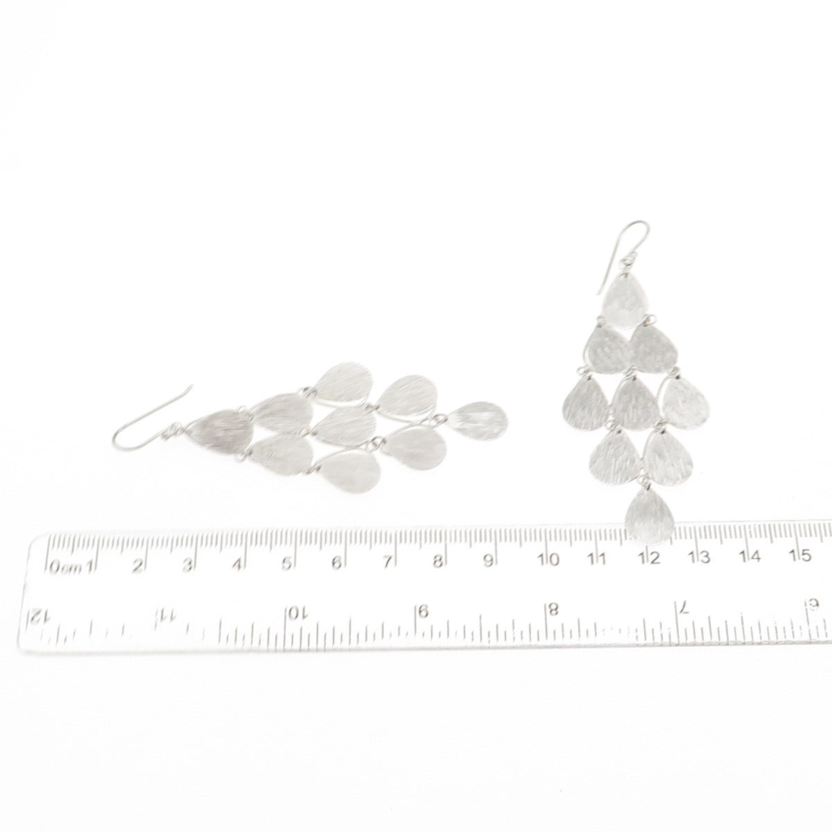925 Sterling Silver Textured Raindrop Dangle Earrings