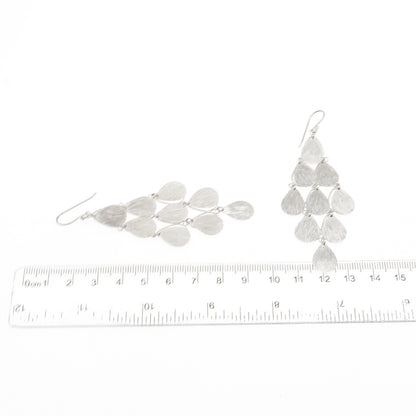 925 Sterling Silver Textured Raindrop Dangle Earrings