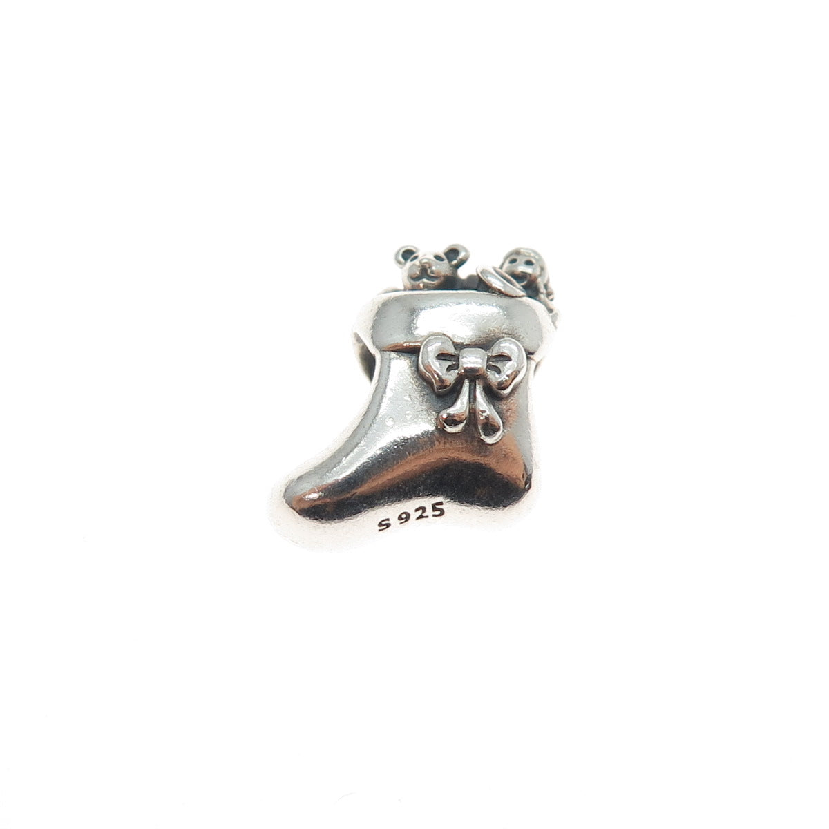 PANDORA 925 Sterling Silver Santa's Stocking Slide Bead Charm