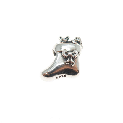 PANDORA 925 Sterling Silver Santa's Stocking Slide Bead Charm