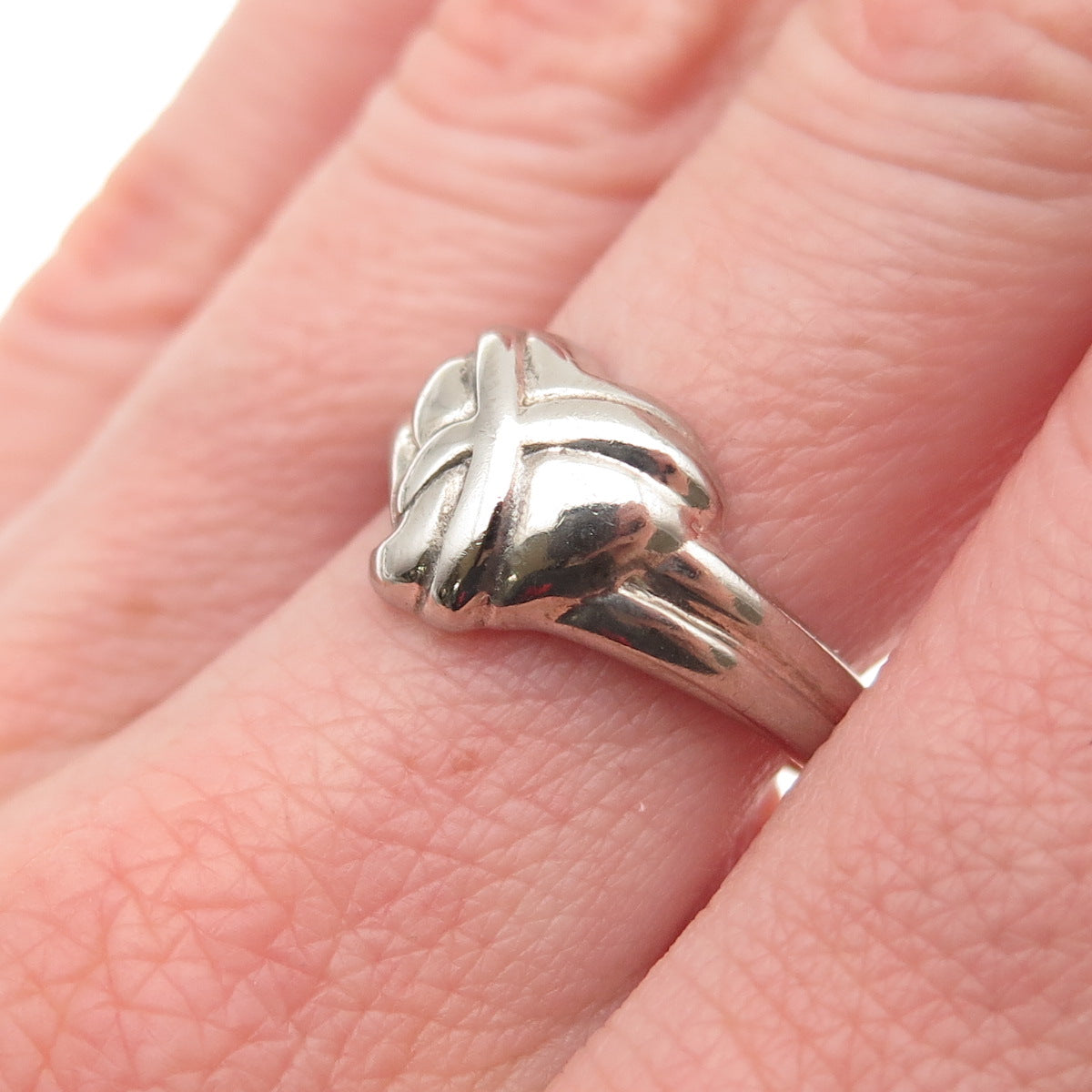 925 Sterling Silver Vintage Modernist Heart Ring Size 7.25