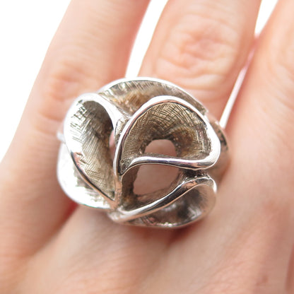 925 Sterling Silver Vintage Modernist Oxidized Ring Size 6.25