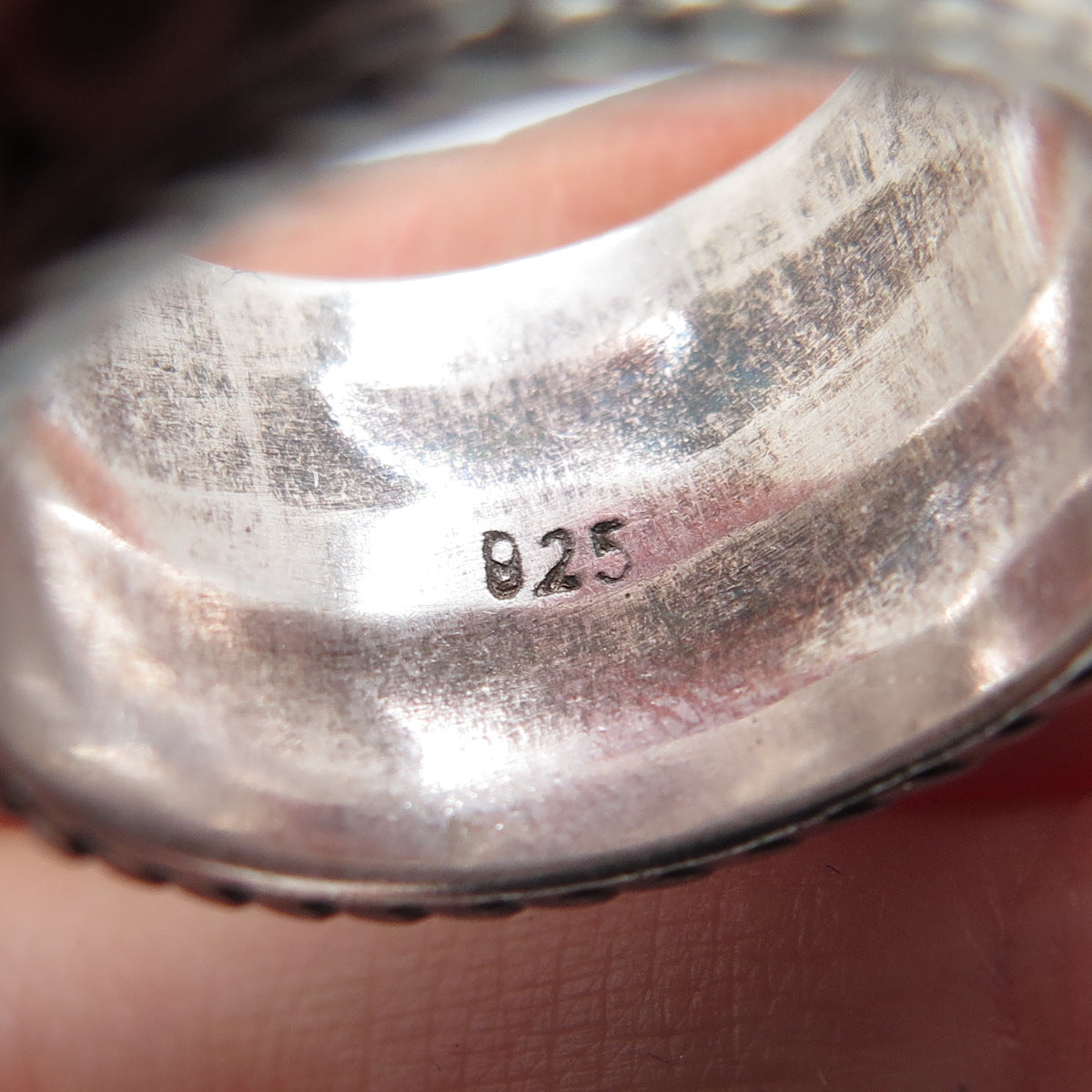 925 Sterling Silver Vintage Modernist Disc Dotted Band Oxidized Ring Size 6