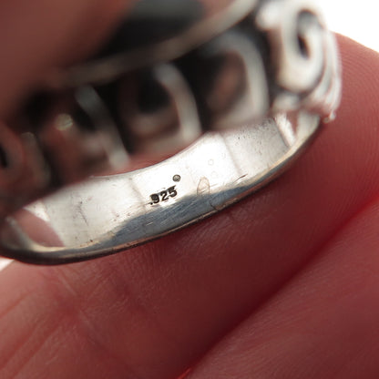 925 Sterling Silver Vintage Modernist Butterfly Oxidized Ring Size 7.5