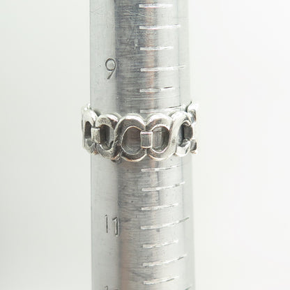 FRIENDSHIP 925 Sterling Silver Vintage Infinity Chain Link Band Ring Size 10