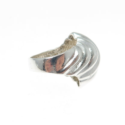 925 Sterling Silver Vintage Modernist Ribbed Dome Ring Size 6.25