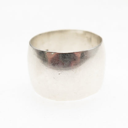 925 Sterling Silver Vintage Mexico Oxidized Wide Band Ring Size 7.5