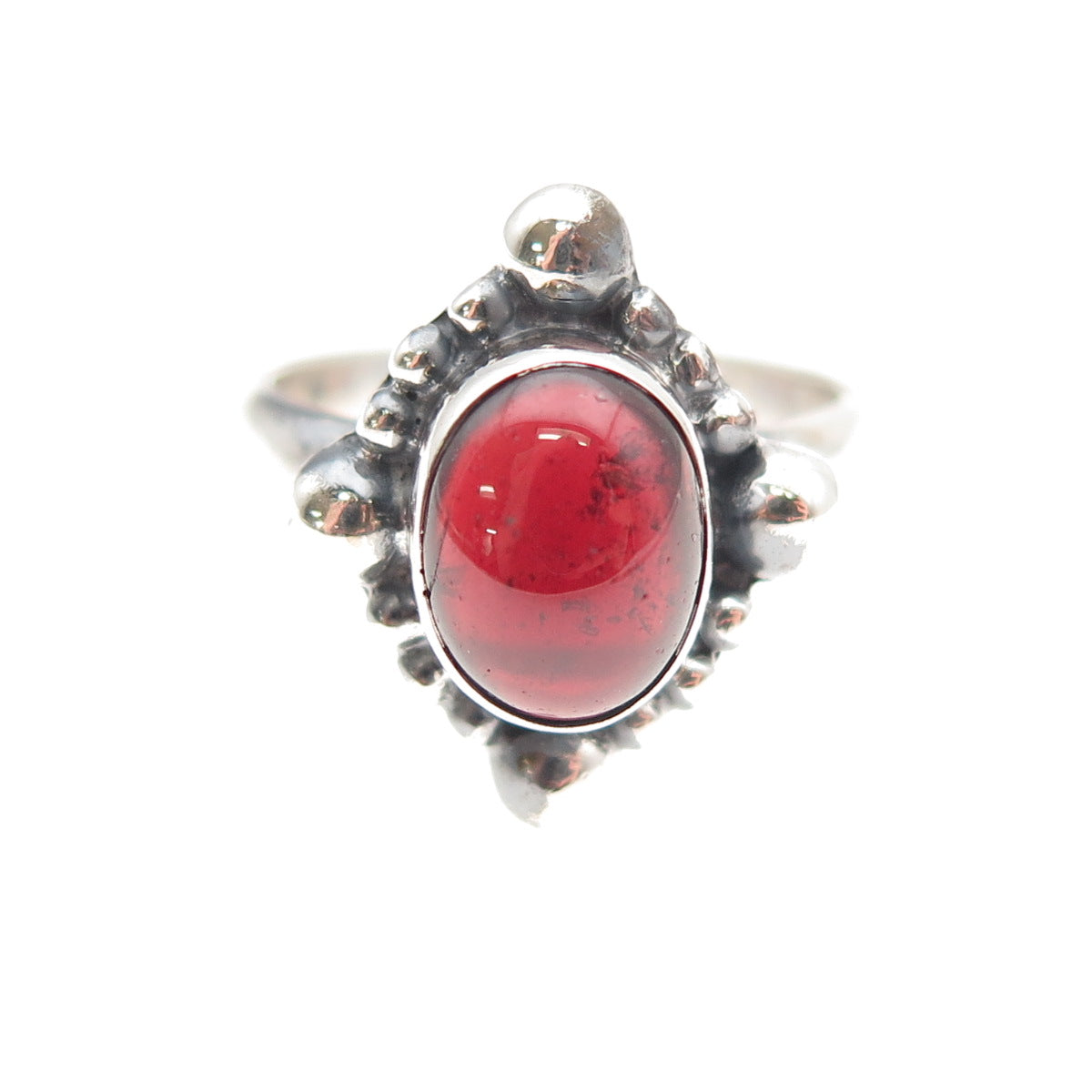 925 Sterling Silver Vintage Real Tourmaline Modernist Oxidized Ring Size 6.75