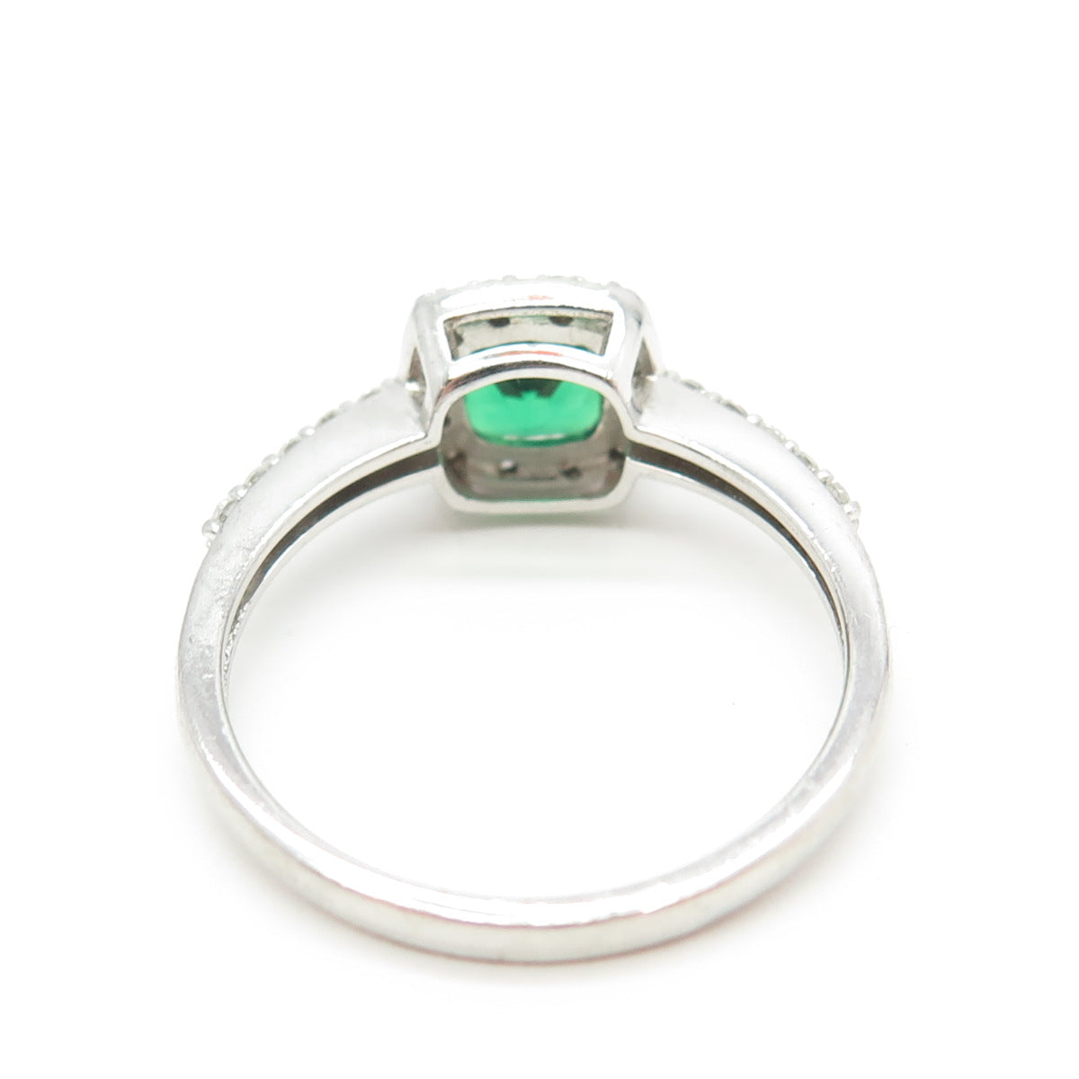 925 Sterling Silver Real Chrome Diopside Gemstone & C Z Ring Size 8.75