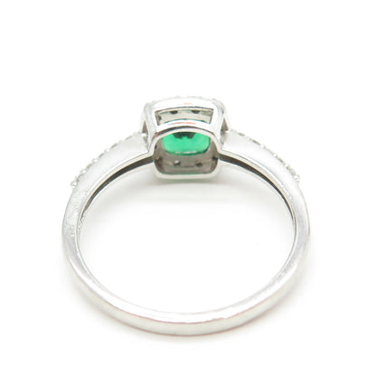 925 Sterling Silver Real Chrome Diopside Gemstone & C Z Ring Size 8.75