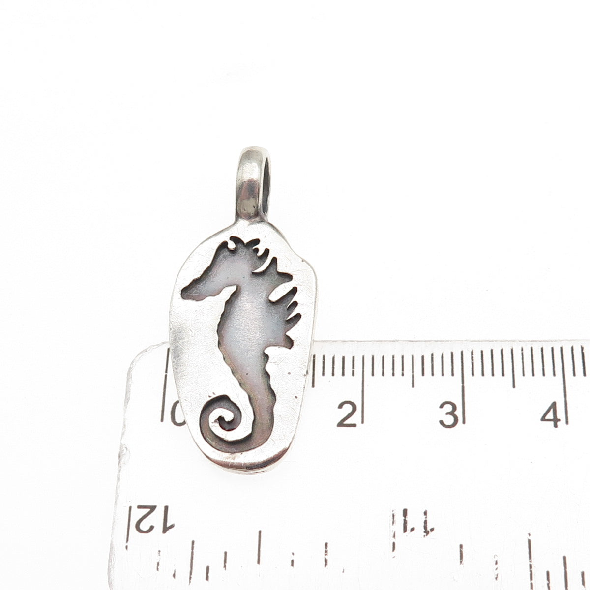 925 Sterling Silver Vintage Real Seahorse Oxidized Charm Pendant