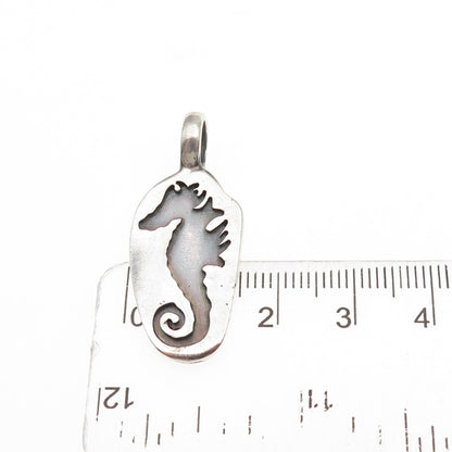 925 Sterling Silver Vintage Real Seahorse Oxidized Charm Pendant