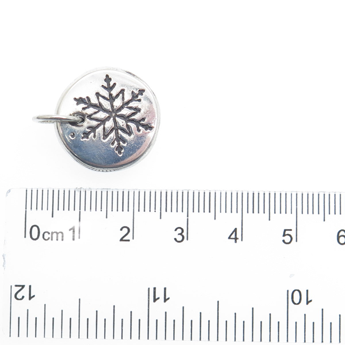 925 Sterling Silver Vintage Crescent & Snowflake Minimalist Charm Pendant