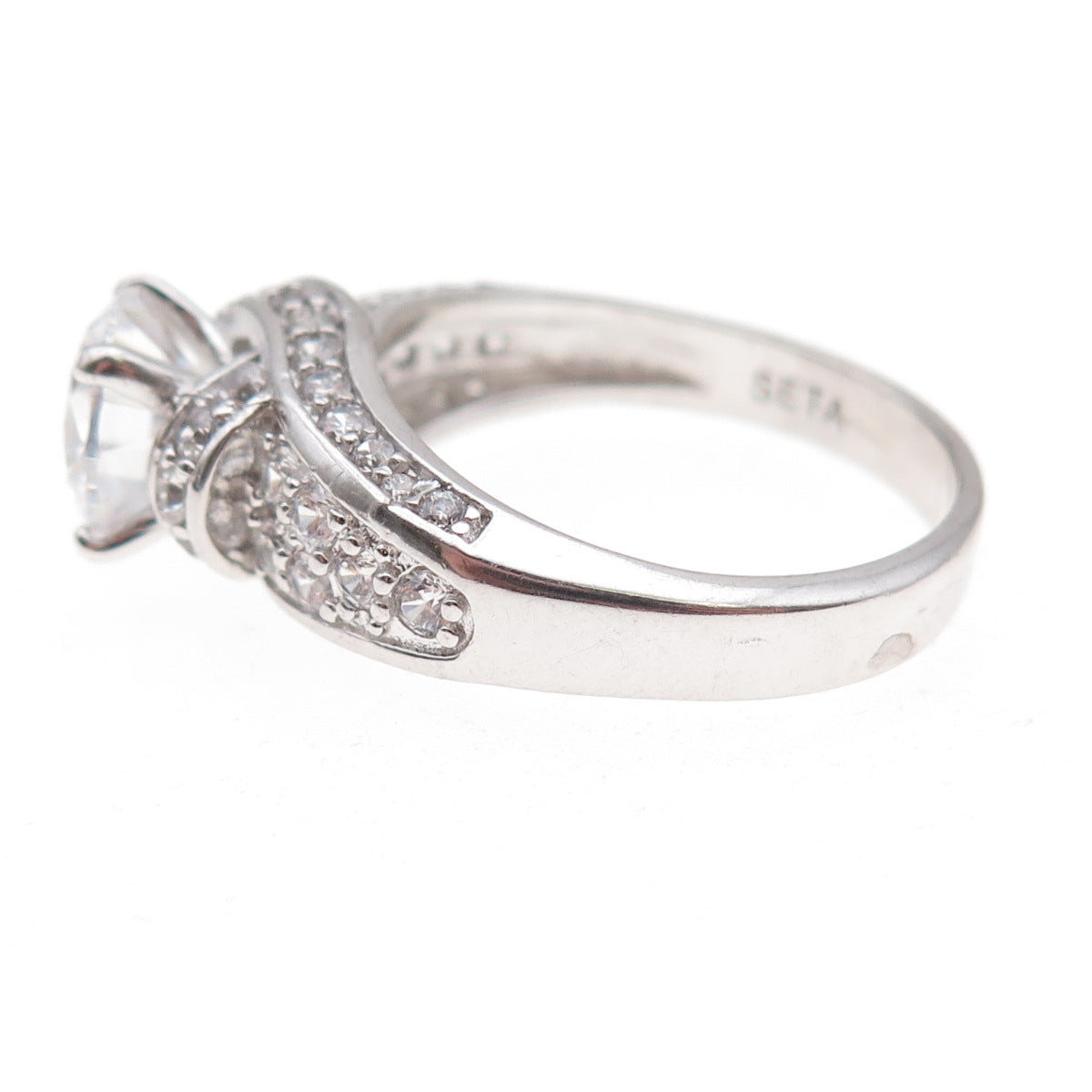 Seta 925 Sterling Silver Round-Cut C Z Engagement Ring Size 9.25
