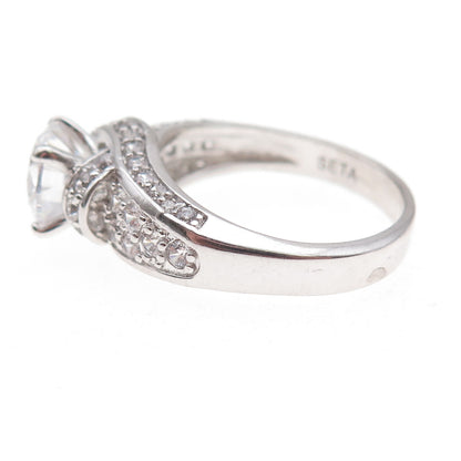 Seta 925 Sterling Silver Round-Cut C Z Engagement Ring Size 9.25