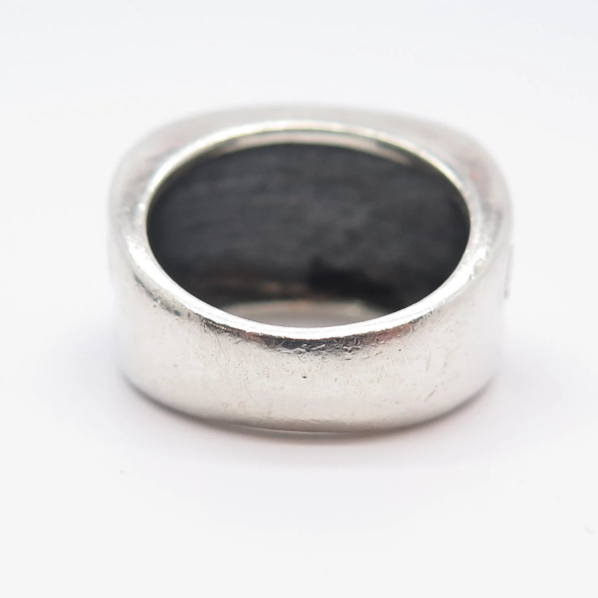 925 Sterling Silver Vintage Striped Wide Band Ring Size 6.25