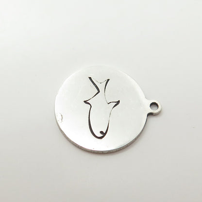 925 Sterling Silver USA Two In Town Shark Charm Pendant