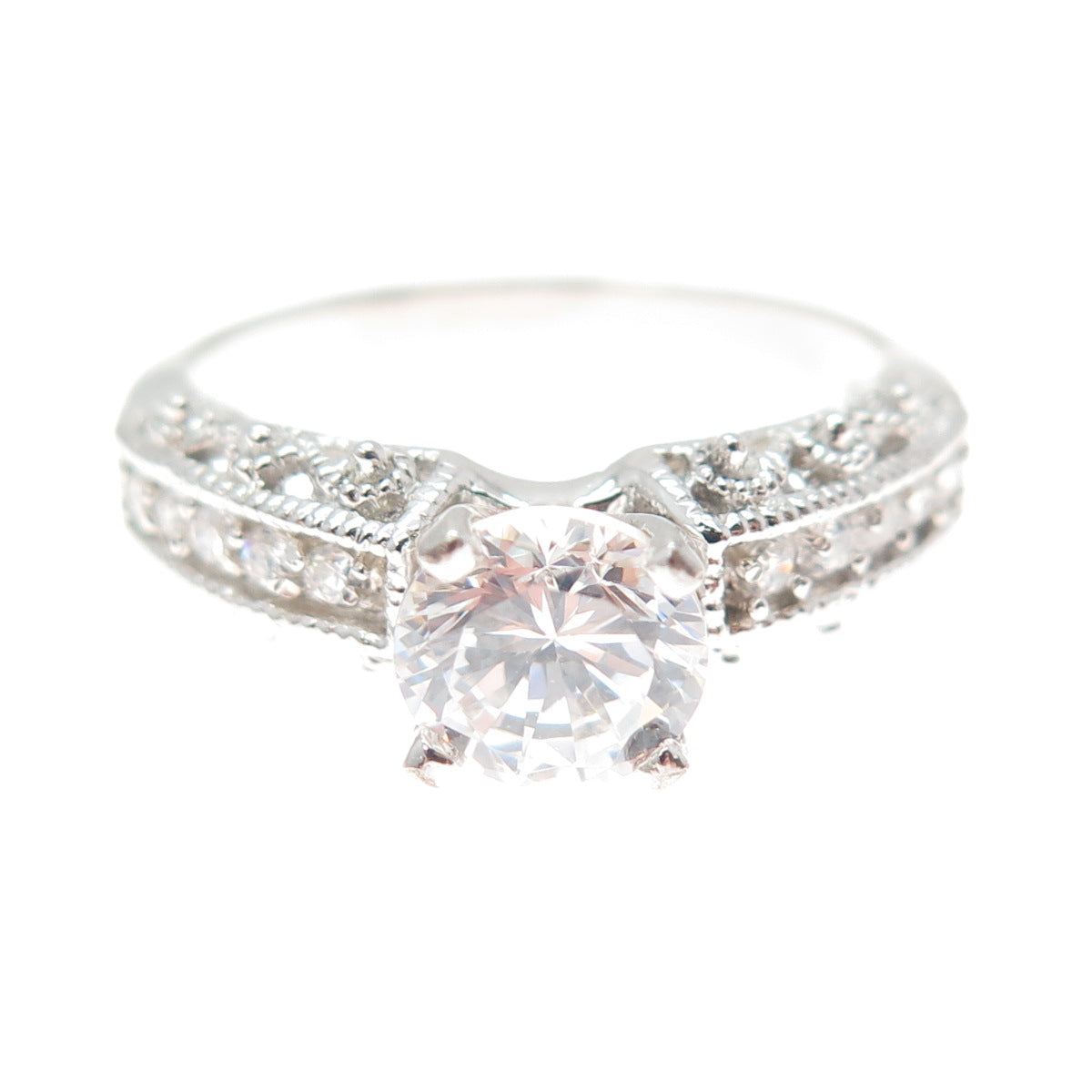 925 Sterling Silver Round-Cut C Z Engagement Ring Size 9.25