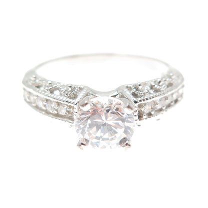 925 Sterling Silver Round-Cut C Z Engagement Ring Size 9.25