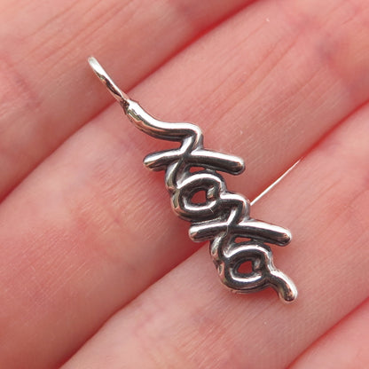 925 Sterling Silver Vintage XOXO Hugs & Kisses Oxidized Charm Pendant