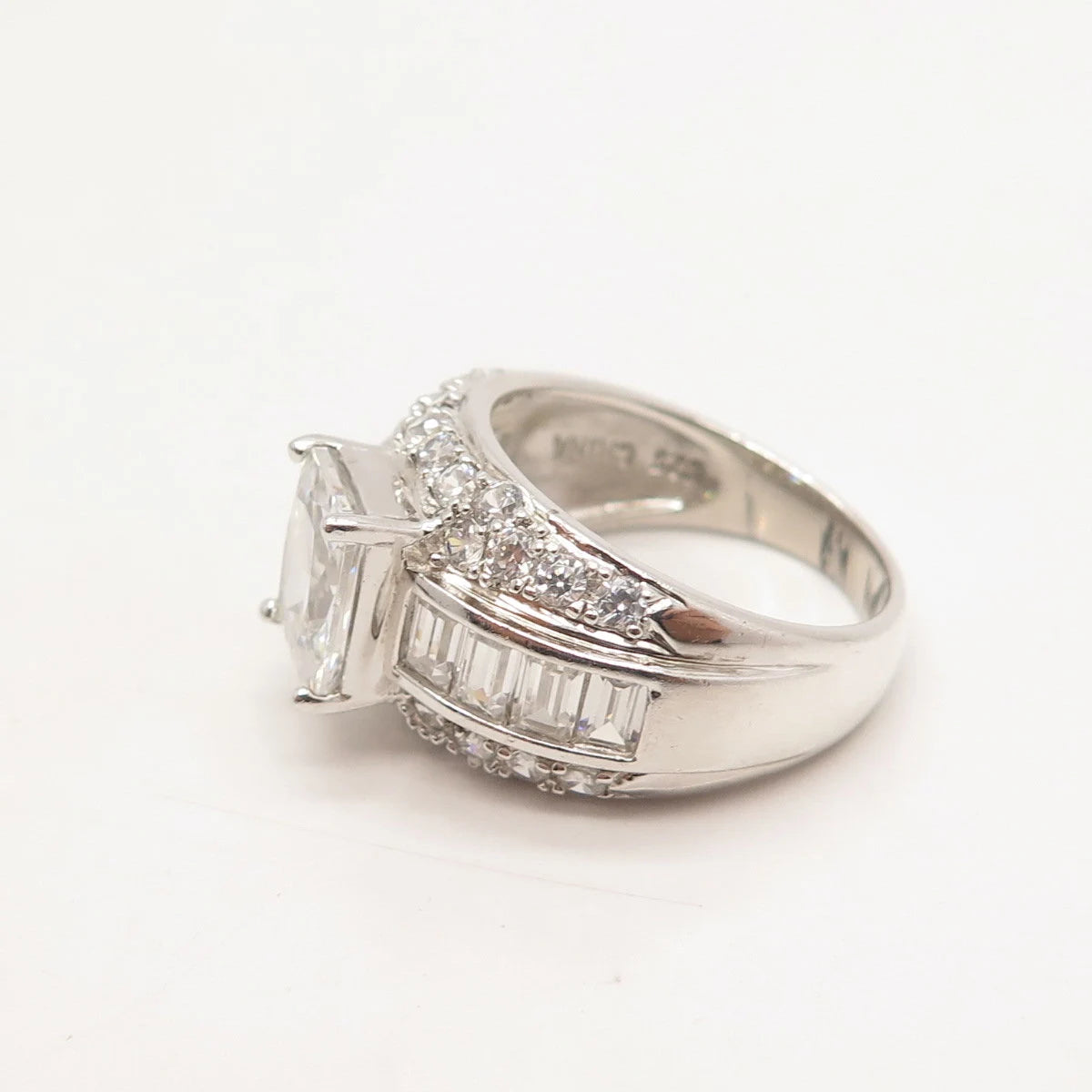 925 Sterling Silver Ross Simons Emerald-Cut C Z Ring Size 8.25