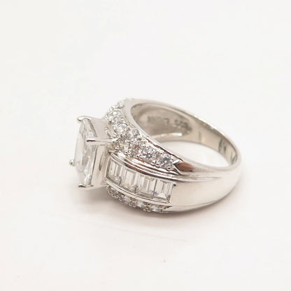 925 Sterling Silver Ross Simons Emerald-Cut C Z Ring Size 8.25