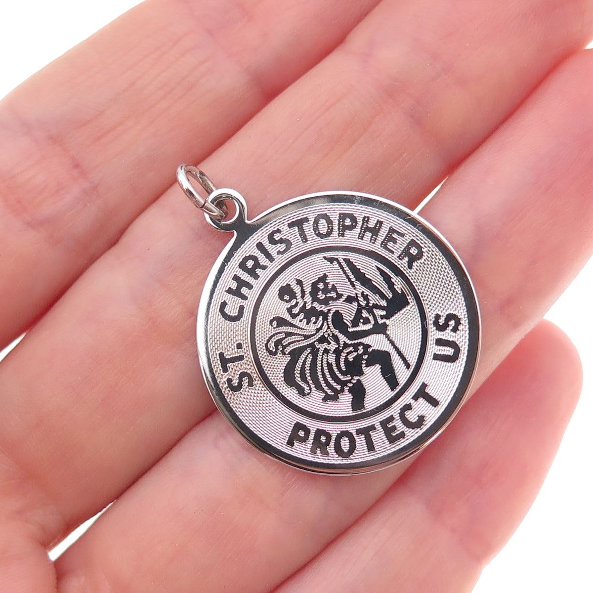 Griffith & Sons 925 Sterling Silver Vintage St. Christopher Charm Pendant