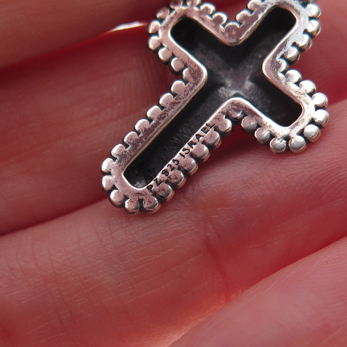 Or Paz PZ 925 Sterling Silver Vintage Israel Cross Oxidized Charm Pendant