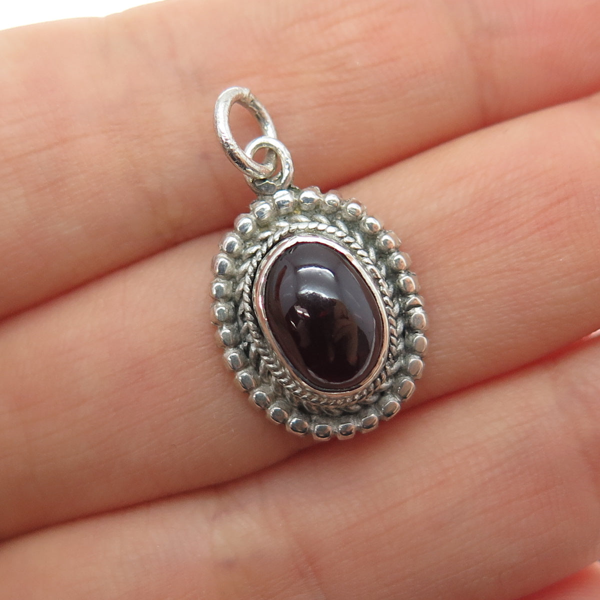 925 Sterling Silver Vintage Real Tourmaline Southwestern Mini Charm Pendant