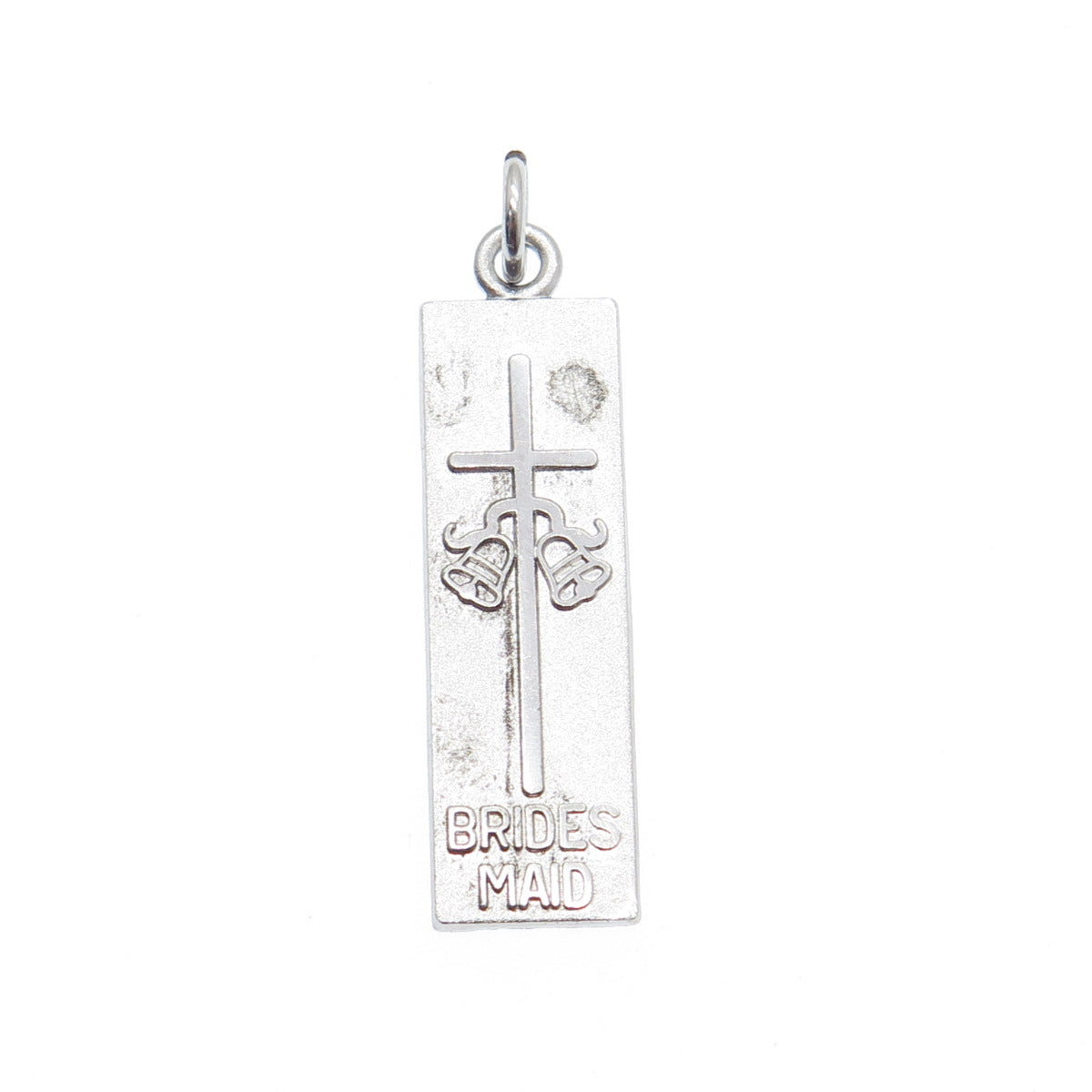 ANTAYA 925 Sterling Silver Vintage Bridesmaid Cross & Bells Bar Charm Pendant