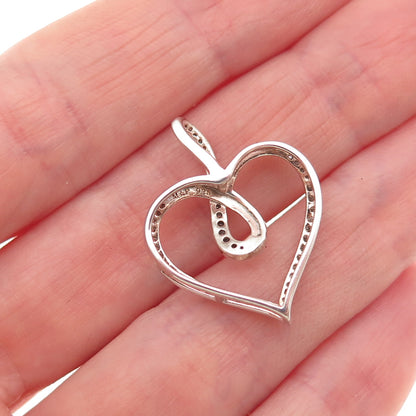 925 Sterling Silver Rose Gold Plated Real Round-Cut Diamond Heart Charm Pendant