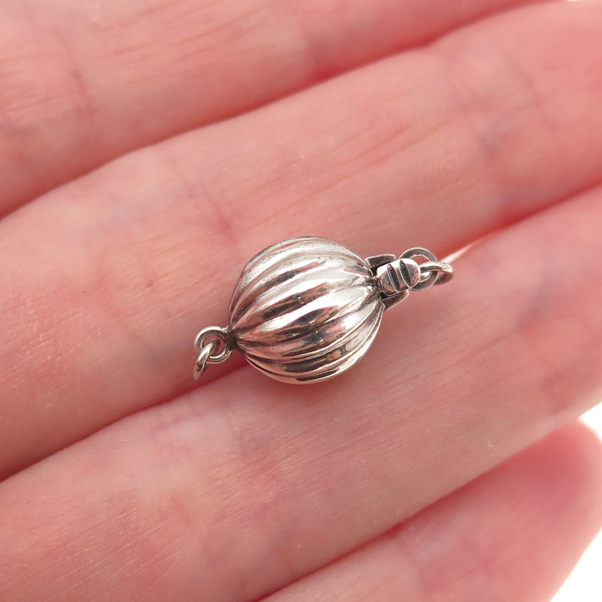 925 Sterling Silver Vintage Bracelet / Necklace Ball Box Lock Clasp