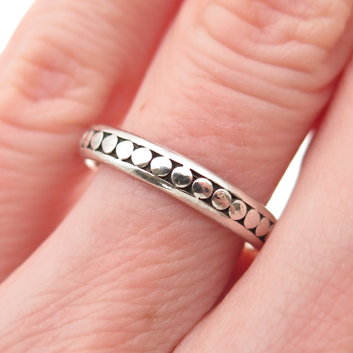 Sidney Evan 925 Sterling Silver Vintage Dotted All Around Band Ring Size 5.75