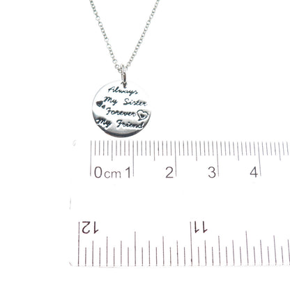 925 Sterling Silver Always My Sister Forever My Friend Chain Necklace 16-18"