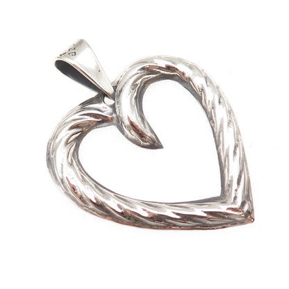 925 Sterling Silver Vintage Mexico Heart Oxidized Pendant