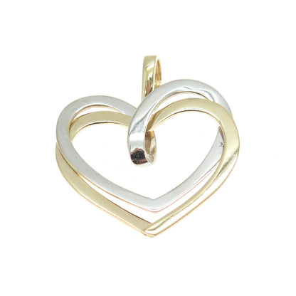 14K Yellow & White Gold Interlocked Heart Charm Pendant