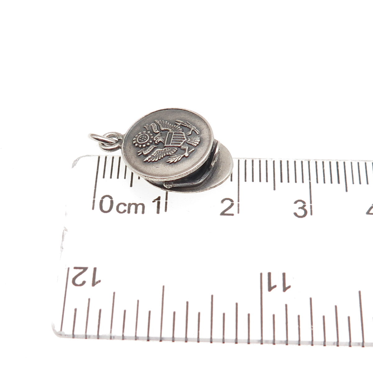 925 Sterling Silver Antique WWII US Army Service Hat 3D Mini Charm Pendant