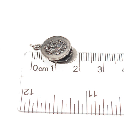 925 Sterling Silver Antique WWII US Army Service Hat 3D Mini Charm Pendant