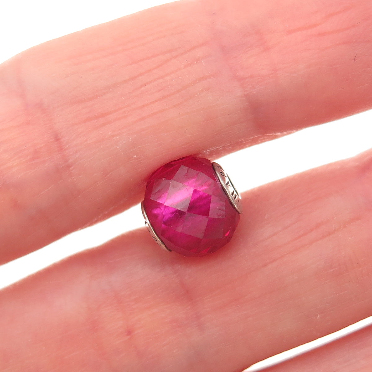Pandora 925 Sterling Silver Pink Crystal Essence Happiness Slide Bead Charm