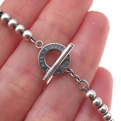 Tiffany & Co. 925 Sterling Silver Vintage New York Beaded Link Bracelet 6.75"