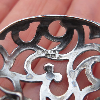 MILOR 925 Sterling Silver Vintage Italy Ornate Heart Oxidized Charm Pendant