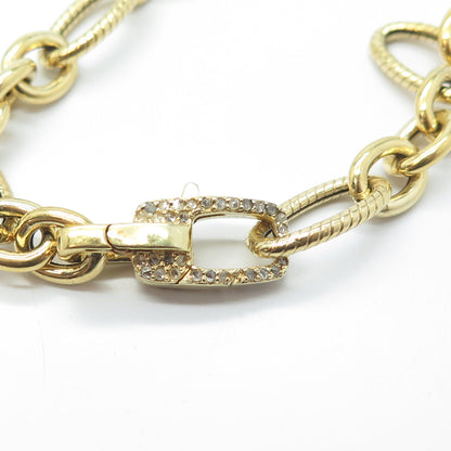 925 Sterling Silver Gold Plated Real Diamond Lock Figaro Chain Necklace 18"