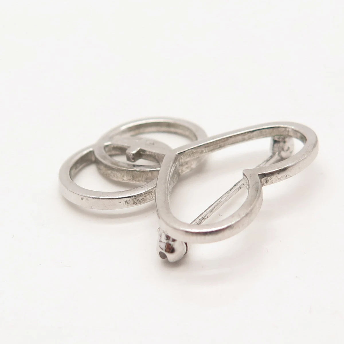 925 Sterling Silver Vintage Heart Cross Circles Pin Brooch