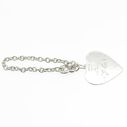 TIFFANY & CO. Sterling Silver Antique Art Deco Engraved Heart Tag Key Chain Fob