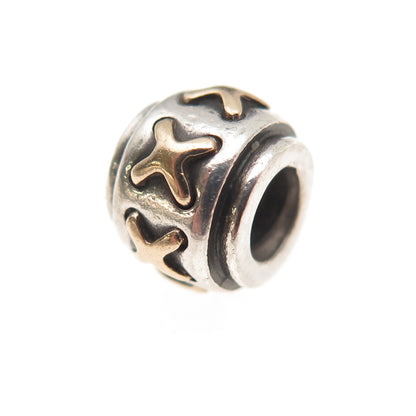 Pandora 925 Sterling Silver & Gold Cross Stitch Slide Bead Charm