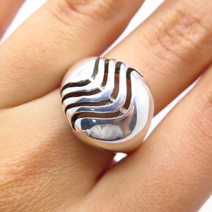 925 Sterling Silver Vintage Israel Modernist Domed Ring Size 5.75